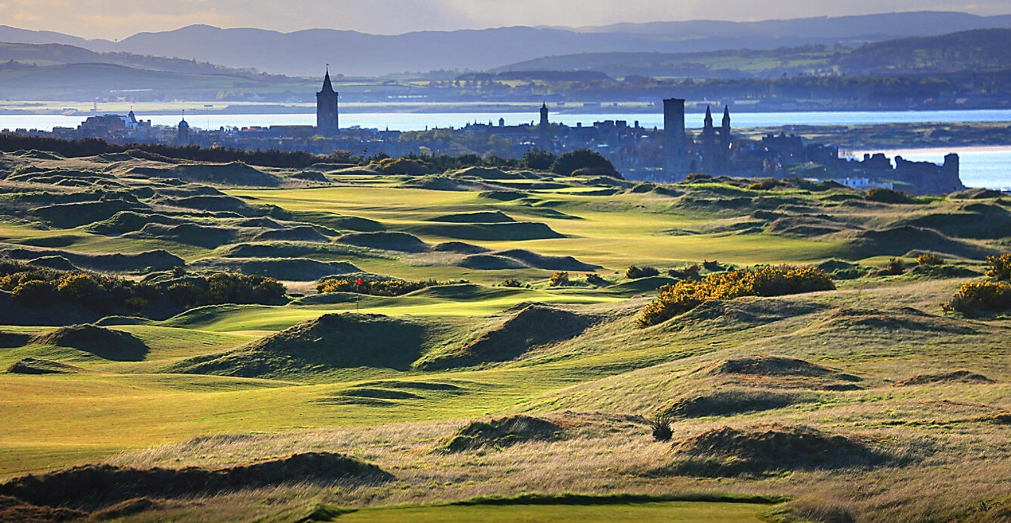 St Andrews Castle Course panorama looking across the estate back into the town