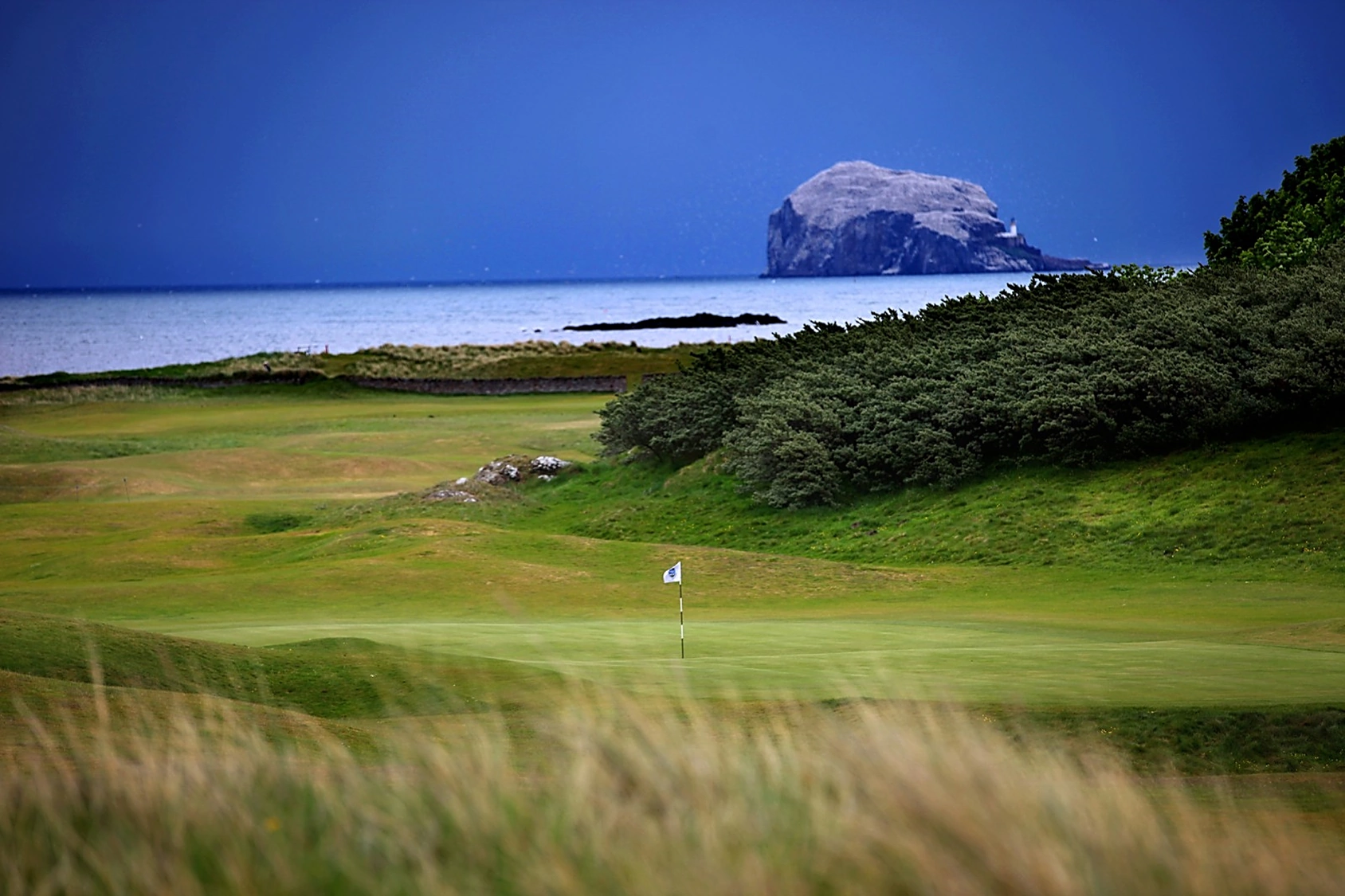North Berwick west links with Bass Rock in the background out at sea