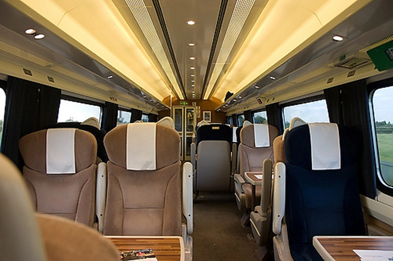 1st class interior of an East Coast main line train