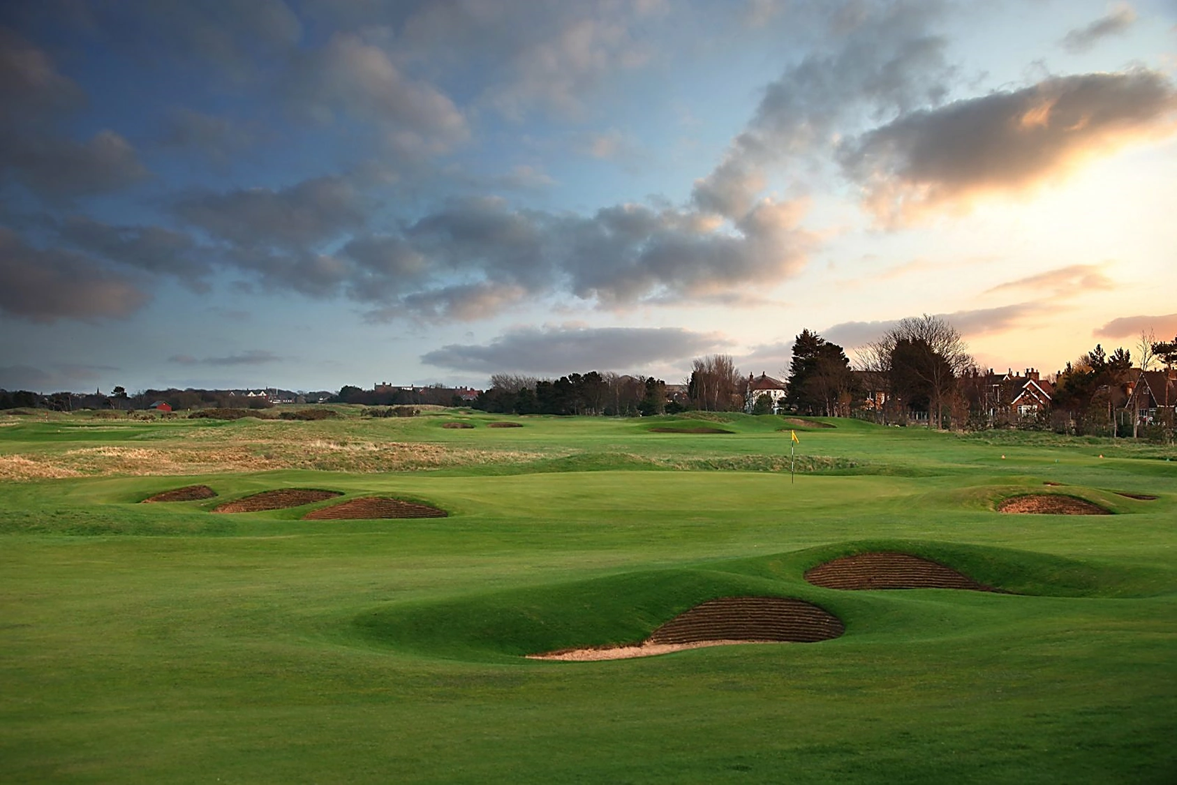 Royal Lytham green surrounded by bunkers