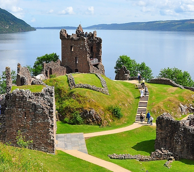Urquhart Castle with Loch Ness behind