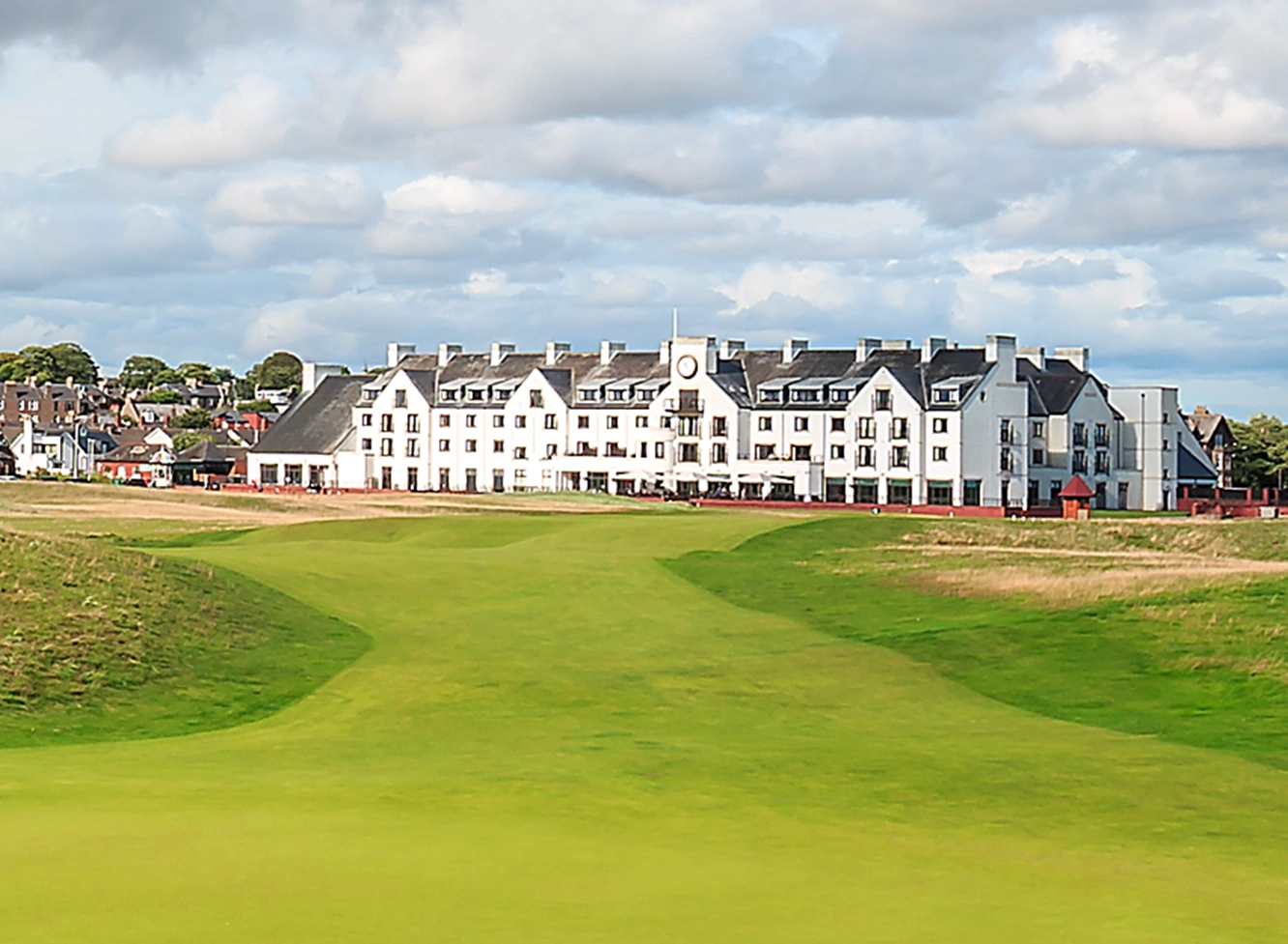 Carnoustie hotel looking back down the first fairway