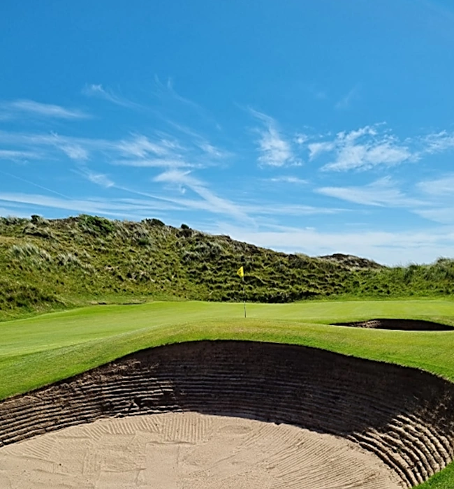 Western Gailes golf course, green with bunker in the foreground
